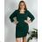 Women's Elegant Long Sleeve Dress (S/M ONE SIZE) ITALIAN FASHION IMM23M6062 3XL emerald green