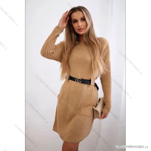 Women's Short Knitted Long Sleeve Dress (S/M ONE SIZE) ITALIAN FASHION IM424325