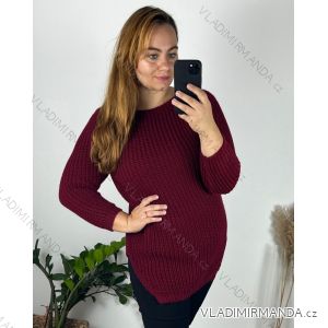 Women's Plus Size Extended Knitted Long Sleeve Sweater (XL/2XL/3XL ONE SIZE) ITALIAN FASHION IMC23464