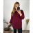 Women's Plus Size Extended Knitted Long Sleeve Sweater (XL/2XL/3XL ONE SIZE) ITALIAN FASHION IMC23464 40/42 wine