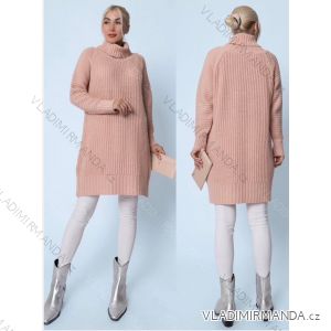 Women's Plus Size Warm Knitted Long Sleeve Dress (52/54/56 ONE SIZE) ITALIAN FASHION IM424637