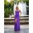 Women's Long Elegant Dress with Wide Straps (SL) FRENCH FASHION FMPEL23VELVET purple 34