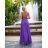 Women's Long Elegant Dress with Wide Straps (SL) FRENCH FASHION FMPEL23VELVET purple 34