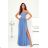 Women's Long Elegant Dress with Wide Straps (SL) FRENCH FASHION FMPEL23VELVET blue azure 34