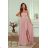 Women's Long Elegant Dress with Wide Straps (SL) FRENCH FASHION FMPEL23VELVET pink 34