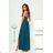 Women's Long Elegant Dress with Wide Straps (SL) FRENCH FASHION FMPEL23VELVET turquoise 34