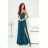 Women's Long Elegant Dress with Wide Straps (SL) FRENCH FASHION FMPEL23VELVET turquoise 34