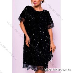 Dress with sequins warmer decorated with lace short sleeve women's (42/44/46 one size) Italian fashion IMWMY2439314