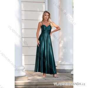 Women's Long Elegant Dress with Wide Straps (SL) FRENCH FASHION FMPEL23VELVET