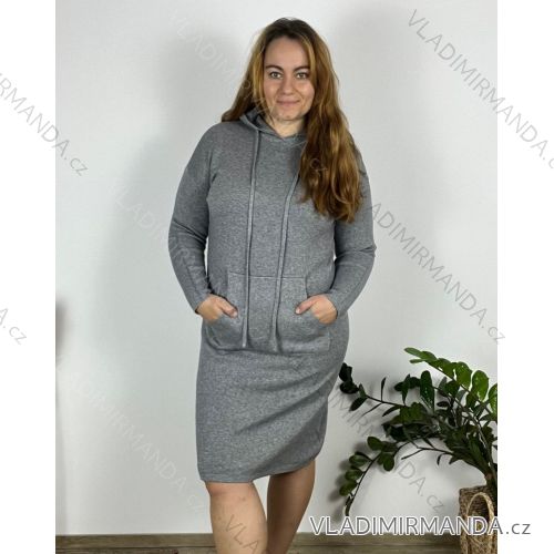 Women's Sweater Long Long Sleeve Knitted Dress (L / XL ONE SIZE) ITALIAN FASHION IM721314 46/48 grey