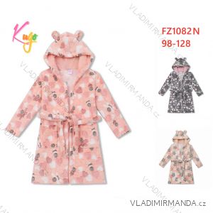 Warm fluffy bathrobe with hood for girls (98-128) KUGO FZ-6717