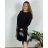 Women's Plus Size Long Warm Long Sleeve Dress (50/52/54 ONE SIZE) ITALIAN FASHION IM424636 56/58 black