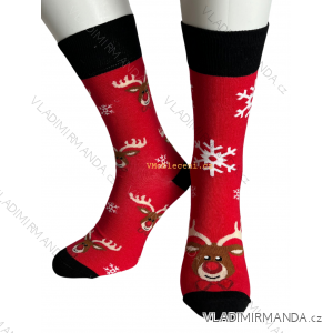 Merry Christmas Reindeer Ruby Men's Socks (38-41,42-46) POLISH FASHION DPP22222/DR