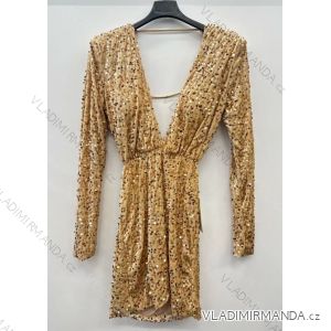 Elegant glittery dress with sequins long sleeves for women (S/M/L ONE SIZE) ITALIAN FASHION IMPSH243780