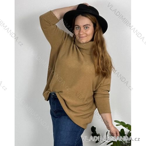 Knitted sweater thin turtleneck long sleeve women (L / XL ONE SIZE) ITALIAN FASHION IMD211110 56/58 Brown