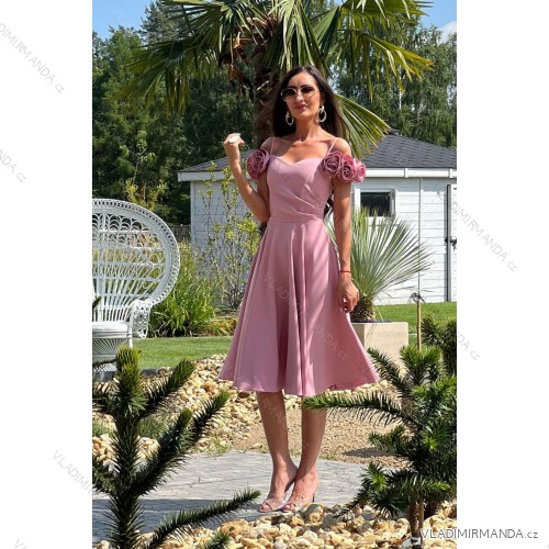 Women's strapless tulle party dress (S/M/L ONE SIZE) ITALIAN FASHION IM923001 rose old rose 34
