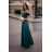 Women's strapless tulle party dress (S/M/L ONE SIZE) ITALIAN FASHION IM923001 dark green 34