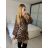 Women's Elegant Chiffon Long Sleeve Leopard Dress (S/M ONE SIZE) ITALIAN FASHION IMM24M4095 -   Brown
 -   S / M