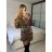 Women's Elegant Chiffon Long Sleeve Leopard Dress (S/M ONE SIZE) ITALIAN FASHION IMM24M4095 -   Brown
 -   S / M