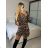 Women's Elegant Chiffon Long Sleeve Leopard Dress (S/M ONE SIZE) ITALIAN FASHION IMM24M4095 -   Brown
 -   S / M