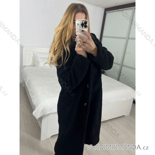 Women's Long Sleeve Hooded Lamb Coat (S/M/L ONE SIZE) ITALIAN FASHION IMWDD24257