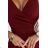 479-7 NINA elegant dress with envelope neckline, sleeve and belt - burgundy color