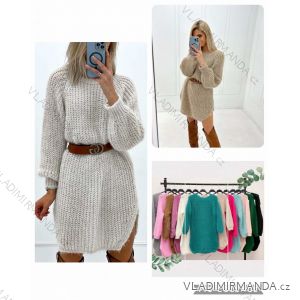 Women's Long Sleeve Knitted Sweater Dress (S/M/L ONE SIZE) ITALIAN FASHION IMWBL24111