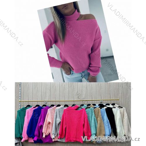 Women's Knitted Thin Long Sleeve Sweater (S/M ONE SIZE) ITALIAN FASHION IMWL233230