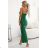 563-3 COSIMA Shiny and elegant draped dress - green color