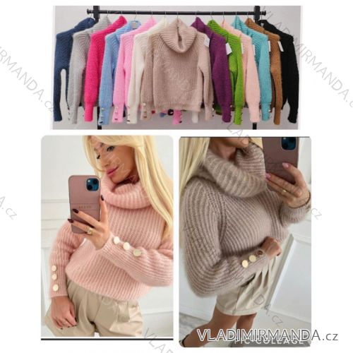 Women's Knitted Thin Long Sleeve Sweater (S/M ONE SIZE) ITALIAN FASHION IMWL233230