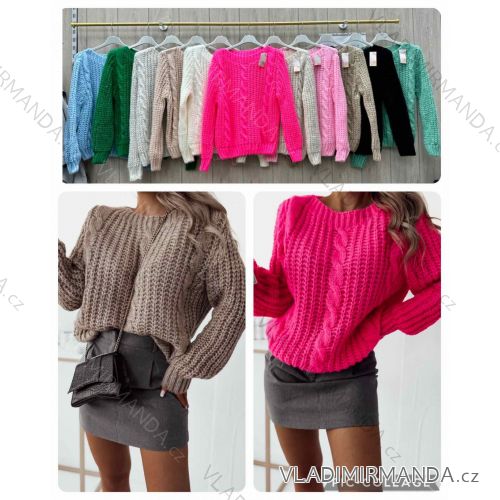 Women's Knitted Thin Long Sleeve Sweater (S/M ONE SIZE) ITALIAN FASHION IMWL233230