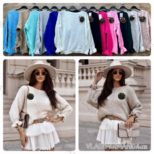 Women's Knitted Thin Long Sleeve Sweater (S/M ONE SIZE) ITALIAN FASHION IMWL233230