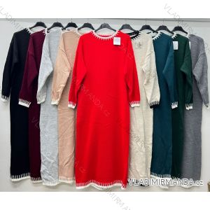 Long knitted dress long sleeve women's oversized (50/52/54 ONE SIZE) ITALIAN FASHION IM424814