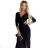 404-6 Shiny dress with a neckline and a slit on the leg - black color black XL