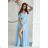 Women's Plus Size (42-46) Long Elegant Party Sleeveless Dress POLISH FASHION PMLBC23265-10 blue azure 34