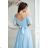 Women's Plus Size (42-46) Long Elegant Party Sleeveless Dress POLISH FASHION PMLBC23265-10 blue azure 34