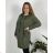 Women's Plus Size Hooded Long Sleeve Long Sweatshirt Dress (54/56/58 ONE SIZE) ITALIAN FASHION IM424634  green khaki