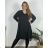 Women's elegant party long sleeve dress (S/M ONE SIZE) ITALIAN FASHION IM322282 dark emerald