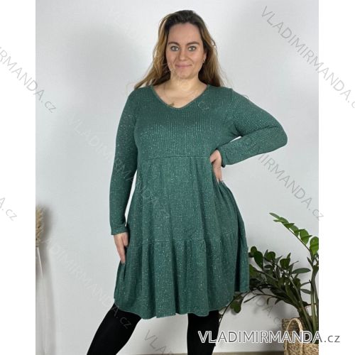 Women's elegant party long sleeve dress (S/M ONE SIZE) ITALIAN FASHION IM322282 dark emerald