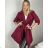 Women's Fluffy Coat (S/M ONE SIZE) ITALIAN FASHION IM723050 M / L wine