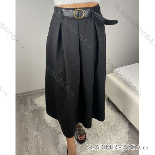 Women's Elegant Belt Long Sleeve Dress (S/M ONE SIZE) ITALIAN FASHION IMM23UN6139 S / M black