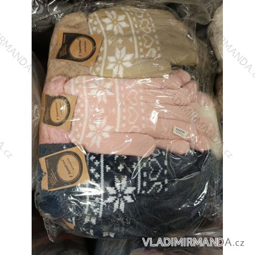 Women's knitted finger gloves (ONE SIZE) sandra SAN24R542PM