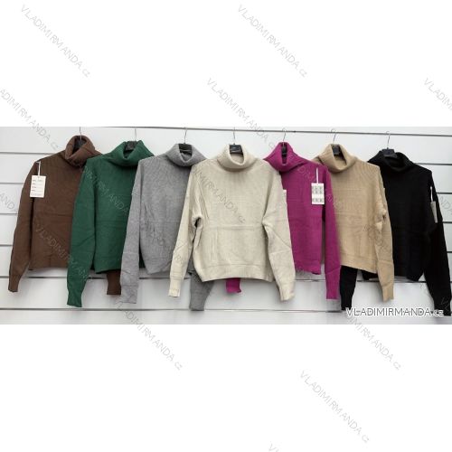 Women's long sleeve turtleneck sweater (S/M/L ONE SIZE) ITALIAN FASHION IMWK24116