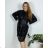 Women's Long Chiffon Short Sleeve Dress (S/M ONE SIZE) ITALIAN FASHION IMWGS231048  black