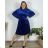 Women's Long Chiffon Short Sleeve Dress (S/M ONE SIZE) ITALIAN FASHION IMWGS231048 56/58 Royal blue