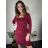 Women's Elegant Long Sleeve Dress (S/M ONE SIZE) ITALIAN FASHION IMM23M6062 wine S