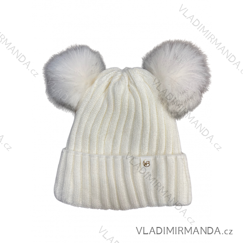 Winter hat with pompon women (ONE SIZE) WROBI PVB21104142 ONE SIZE béžová smetanová