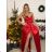 Women's Strappy Long Satin Party Dress (S/M ONE SIZE) ITALIAN FASHION IMM24M9156/DU -   red -   S/M/L