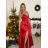 Women's Strappy Long Satin Party Dress (S/M ONE SIZE) ITALIAN FASHION IMM24M9156/DU -   red -   S/M/L