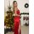 Women's Strappy Long Satin Party Dress (S/M ONE SIZE) ITALIAN FASHION IMM24M9156/DU -   red -   S/M/L